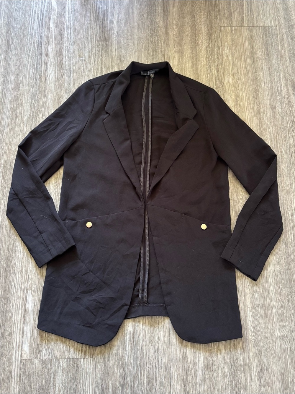 Dynamite Black Women's Blazer with Gold Button Detail